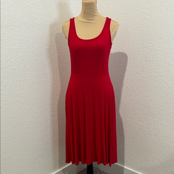 Olivia Rae Dresses & Skirts - Olivia Rae Red Sleeveless Fit & Flare Dress Size Medium – Scoop Neck Stretch Dre